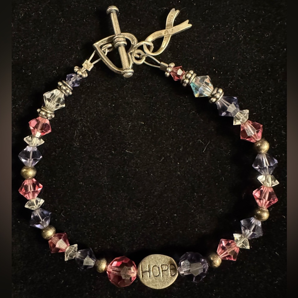 Sterling silver beaded bracelet fits 7/12”